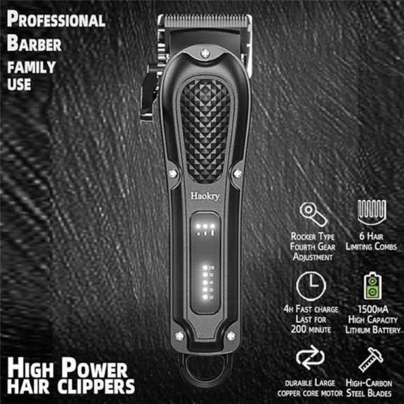 Hair Clippers for Men Professional - Cordless & Corded Barber Clippers - Picture 4 of 7
